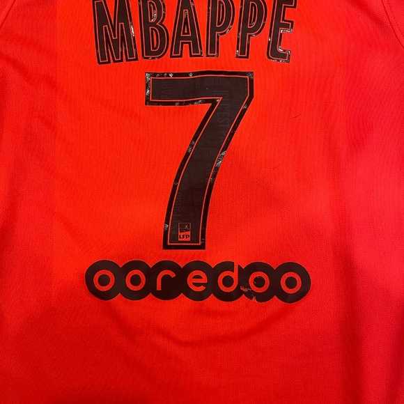 Authentic PSG Mbappé Orange Soccer Shirt - Picture 5 of 6